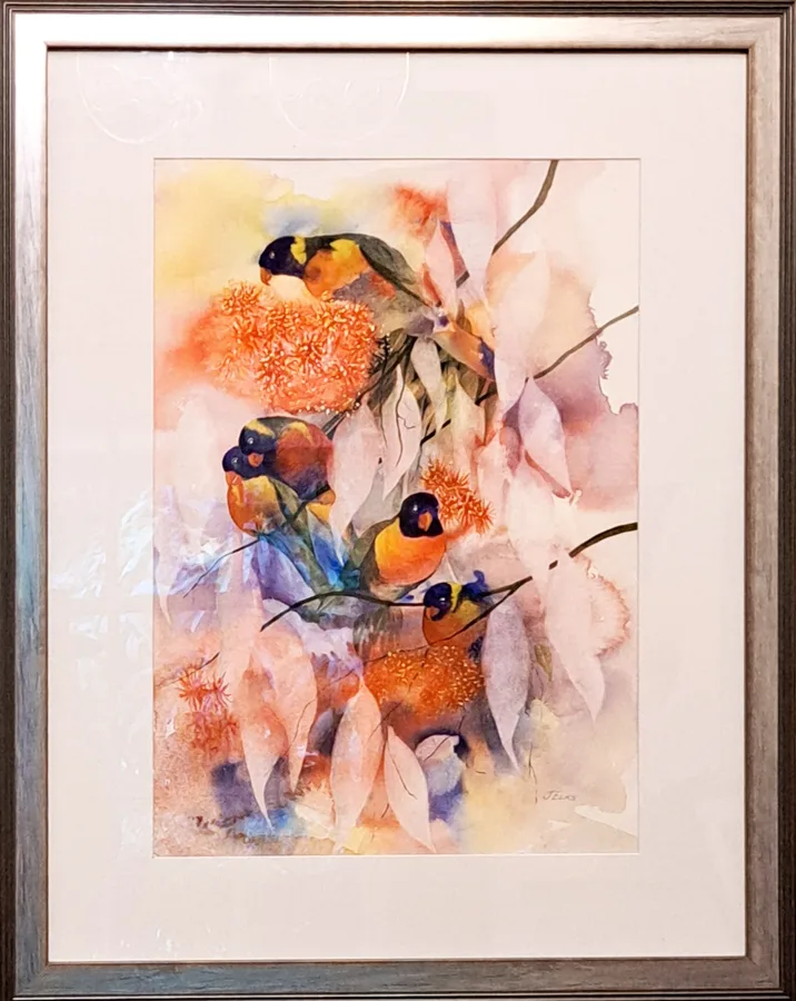 Colours of the Rainbow, a framed watercolour by Jenny Elks